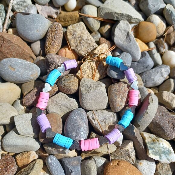 Pink, Blue and Purple Beaded Bracelet with Lobster Clasp - Picture 1 of 2